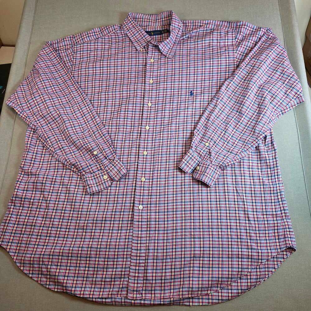 Polo Ralph Lauren 3XLT Plaid Cotton Button Down Shirt Long Sleeve Tall